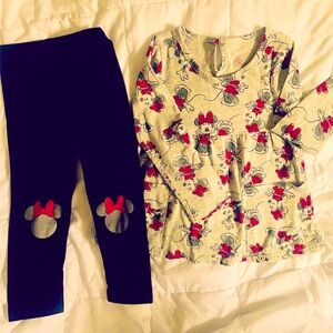 Disney Junior Minnie Mouse two piece outfit Grey and black size 4T